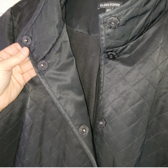 Eileen Fisher Quilted Long Jacket W/ Fleece Lining kk - Picture 14 of 16
